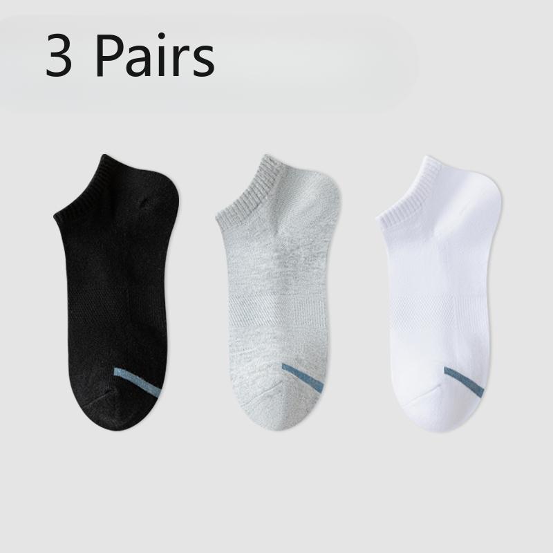 3 Pairs of Essential Oil Socks, Men's Summer Thin Cotton Socks, Antibacterial, Deodorizing, Sweat-absorbing Sports Men's Boneless Boat Socks