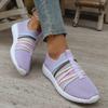 Fashion Color Band Breathable Mesh Flats Women 2025 Plus Size 36-43 Soft Sole Casual Sneakers Woman Slip On Thick Sole Walking Shoes