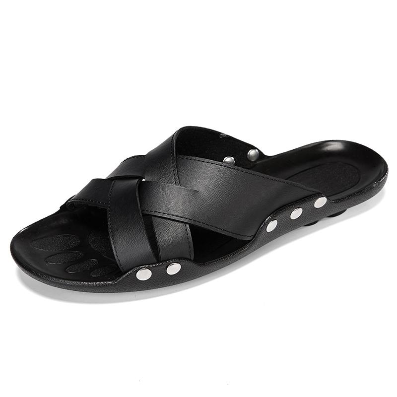 

Comfy Summer Men s Slippers Leisure Walk Flip-Flops Travel Male Beach Flats Comfortable Beach Shoes Non-Slip Half Drag Sandals 44 чёрный