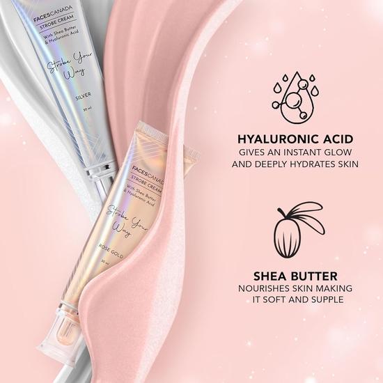FACESCANADA Glow & Go Combo Kit - Rose Gold Strobe Cream (30Ml) & Makeup Fixer (50Ml) | All Day Natural Glow | Hydrating Makeup Fixer