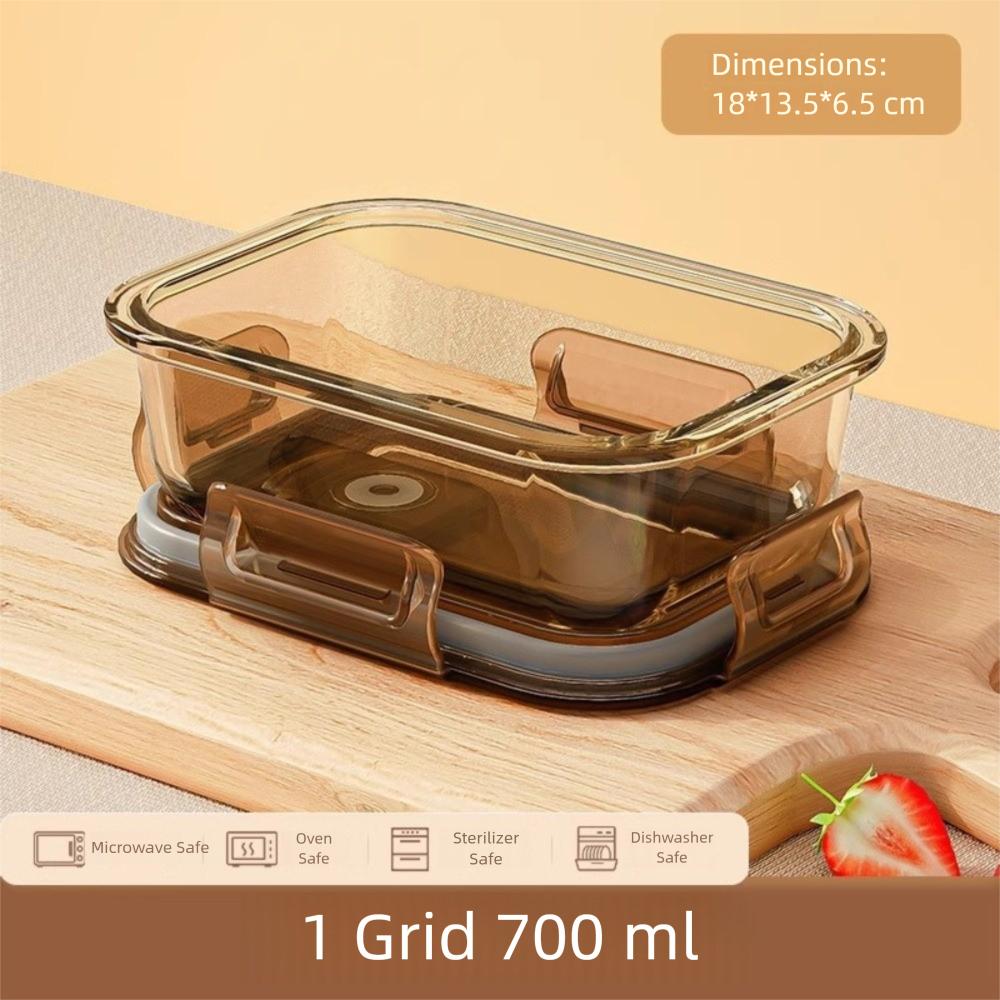 Nouvelle Boîte à Lunch en Verre Scellée Résistante à la Chaleur Boîte Bento Micro-ondes avec Couvercle Boîte Croquante Salade de Fruits Emballage Déjeuner