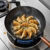 Wooden Handle Hammered Iron Wok Uncoated Cooking Pot Durable Hammered Frying Pan  Breakfast