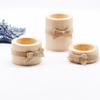 Cylindrical Wooden Candlestick with Floral Potted Plant, Modern Minimalist Style