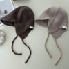 % WOOL pure wool short-brimmed flying hat women's autumn and winter warm knitted ear hat balaclava hat