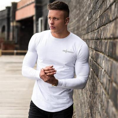 Muscleguys Wiosna i Jesień Męska Sportowa Fitness Wygodna Koszulka z Długim Rękawem Streetwear Podkoszulek
