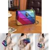 Stylish Colorful Rainbow Patchwork Shoulder Bag With Chain Strap For Women