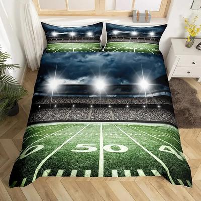 American Football Bettbezug Set Doppelbettgröße Sportspiele Bettwäsche Set Fußball Rugby Feld Bettdeckenbezug für Jungen Steppdeckenbezug Set
