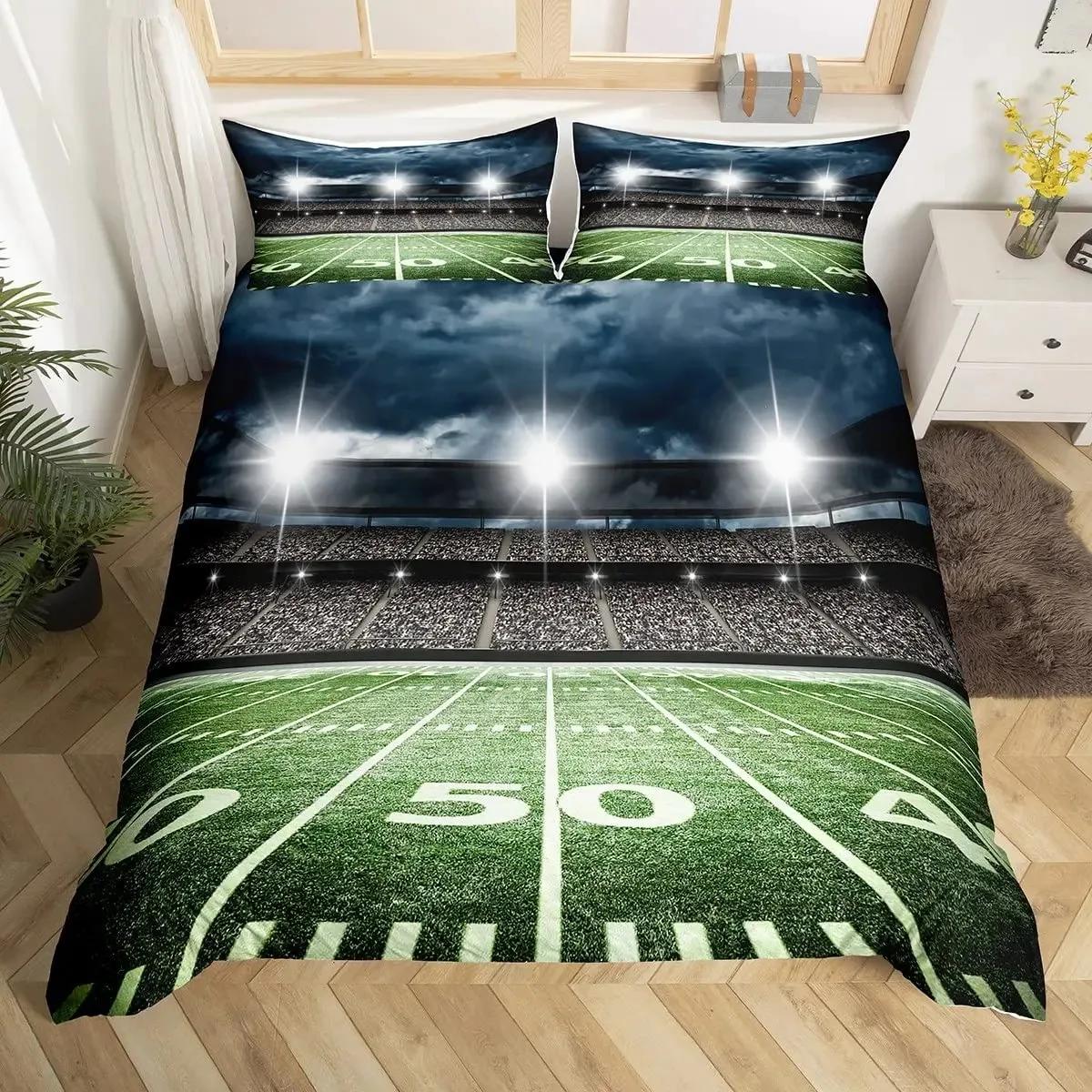 

American Football Duvet Cover Set Full Size Sports Games Bedding Set Soccer Rugby Field Comforter Cover For Boys Quilt Cover Set 70x133cm