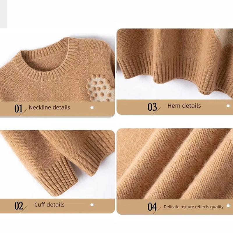 Women's Wool Sweater Thick Warm Loose Pullover Wool Sweater Casual Color Block Pullover Knit Jumper