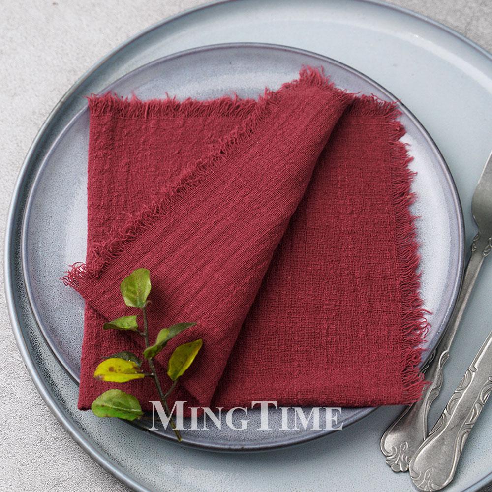 20pcs 32x32cm Cotton Gauze Table Napkins Bohemian Wedding Decor Vintage Western Style Bridal Party Dinner Cloth Accessories