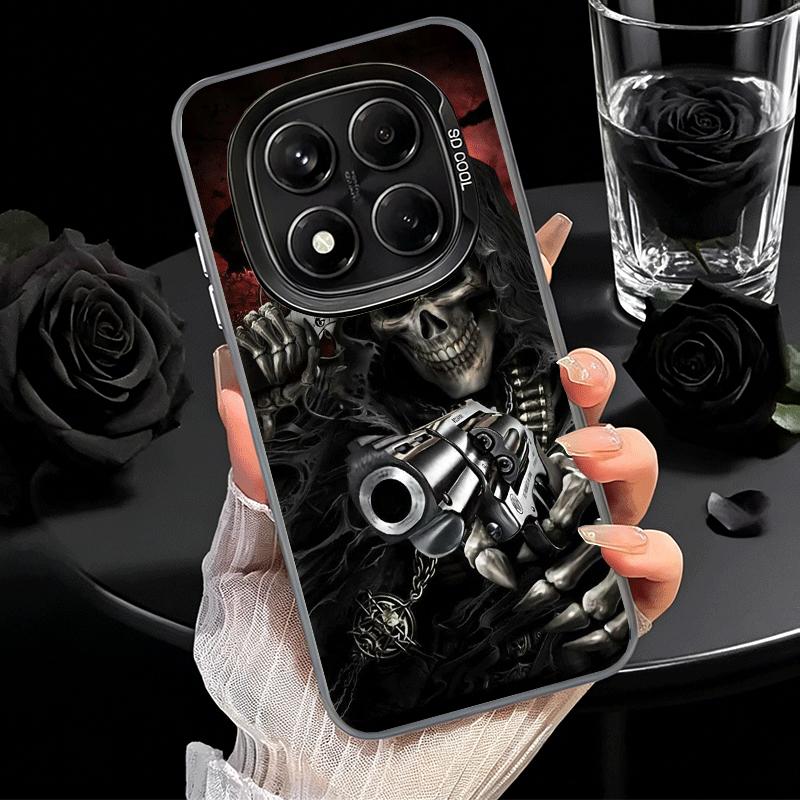 Reaper Skull Skeleton Gun Soft Phone Case for Xiaomi Redmi Note 13 14 15 Pro Plus 12S 12 11S 11 11T 10S 10 Shockproof Cover Back