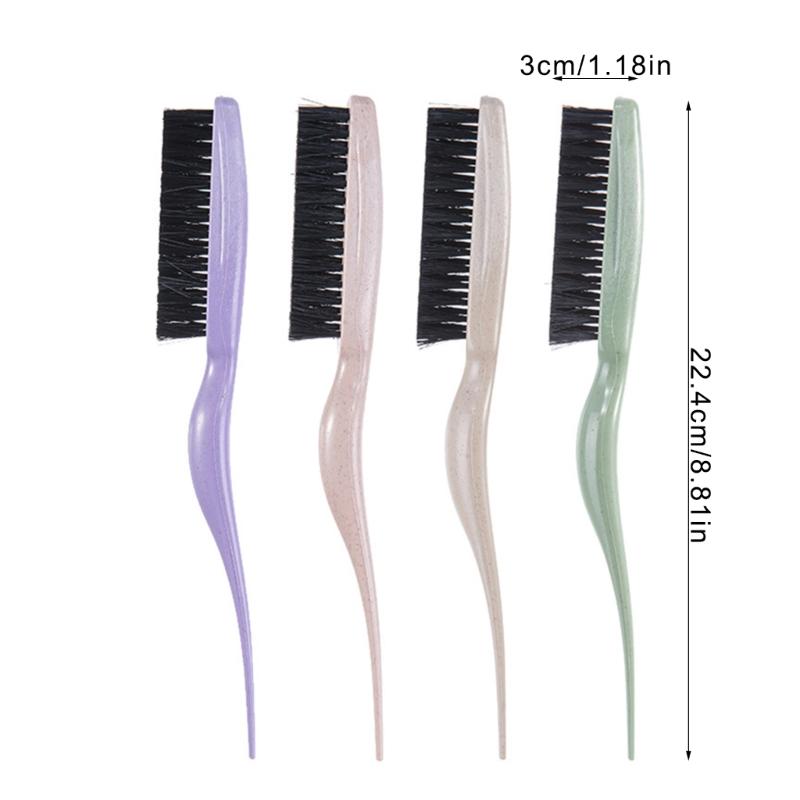 Nylon Bristles Teasing Hair Brush Slick Back Hair Brush with Rattail Pick Teasing Hairbrush for Sectioning and Parting