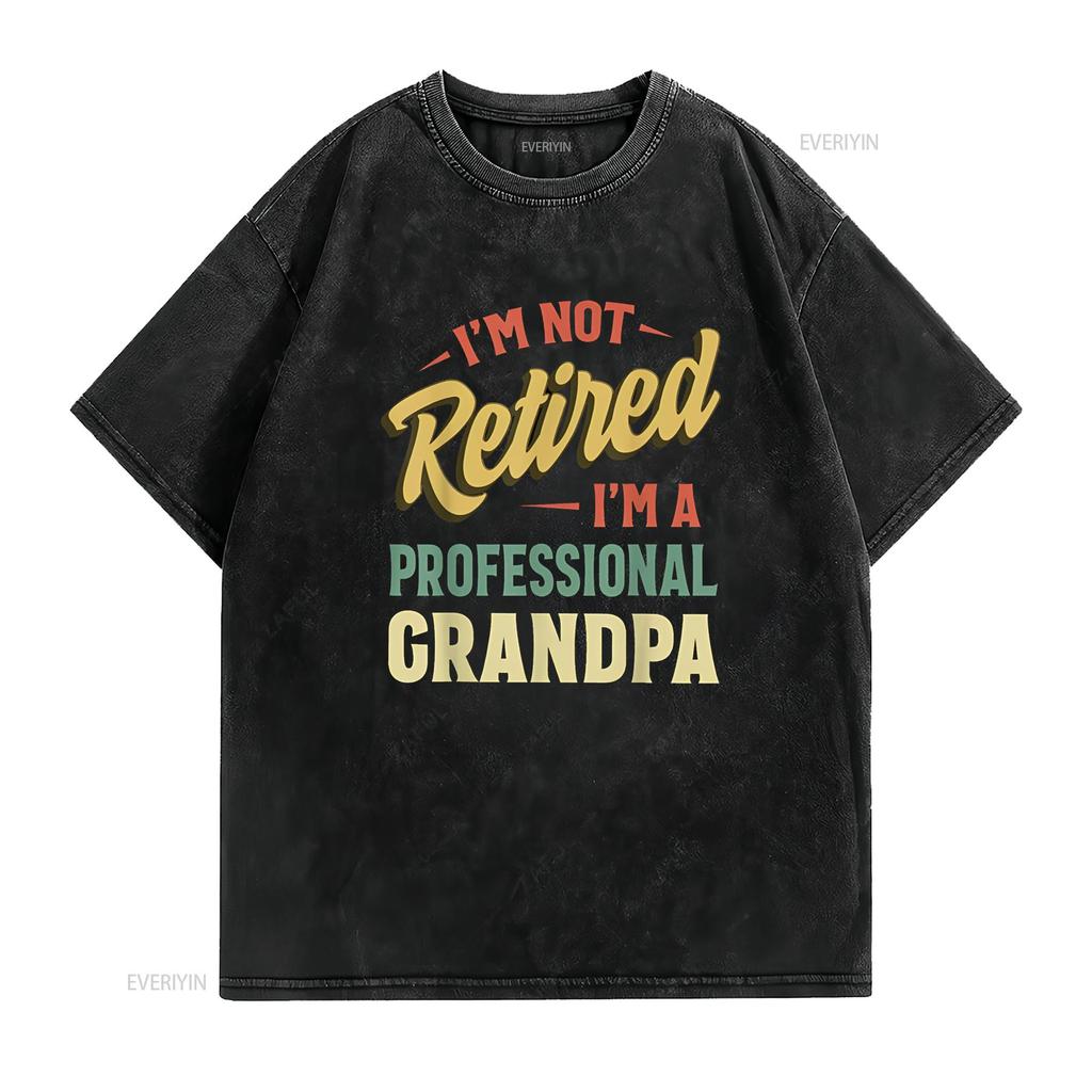 Grandpa T Shirt For Men Funny Fathers Day Retired vintage Washed Stylish designer clothes Slightly Casual Comfortable