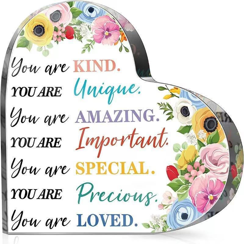 Heart Shape Acrylic Plaque Valentine's Day Gift Love Quote Keepsake for Wife Husband Couples Romantic Home Ornament