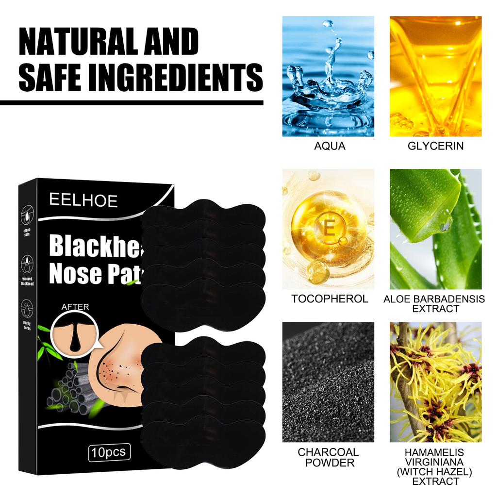 EELHOE Nose Patch Bamboo Charcoal Cleansing Blackhead Acne Pore Moisturizing Refreshing Oil Control Daily Care Nose Mask Nose Patch
