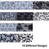 10 Sheets Nail Transfer Stickers Black White Lace Starry Sky Hollow Out Decals, Romantic Nail Art Decor for Wedding Manicure