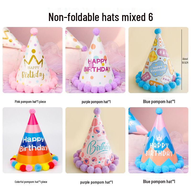 Creative Cartoon Pompom Birthday Hat for Selfies - For Adults & Babies