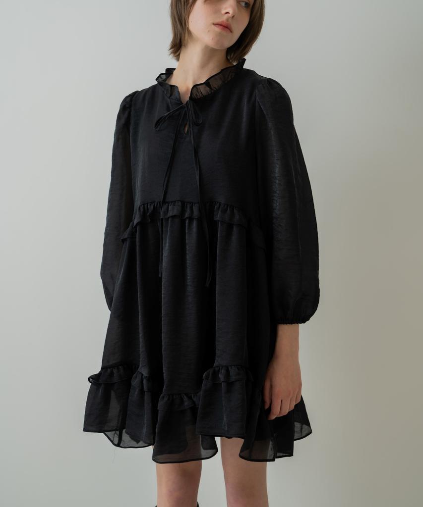 WIOE Shallot Ruffle Mini Dress_Black