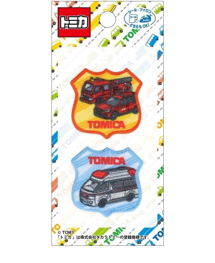Pioneer Tomica Patch Fire Engine Fire Command Vehicle Ambulance 2 35mmx34mm