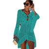 Women's Hollow Out Sun Shirt Flared Sleeve Beach Cover Up Bikini Outer Shirt Knitwear
