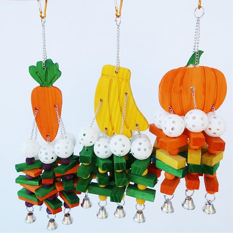 Natural Colorful Wooden Pumpkin Parrot Toys Eco-Friendly Chewing Toy for Birds Hot Selling for Parrots