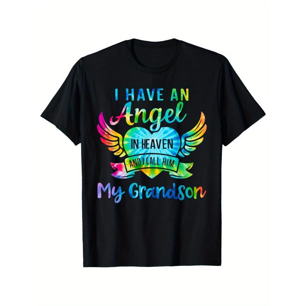 

I have an angel in heaven I call him my grandson tie-dye T-shirt black family T-shirt cotton crew neck love S