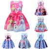 Frozen Elsa Cartoon Girl Dress With Cotton Blend Fabric For Summer Play