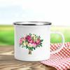 Tazas de Esmalte Retro con Estampado de Flores Tazas de Café Creativas Verano Picnic al Aire Libre Bebidas Zumo Leche Tazas de Acampada Asa Utensilios para Beber Regalos