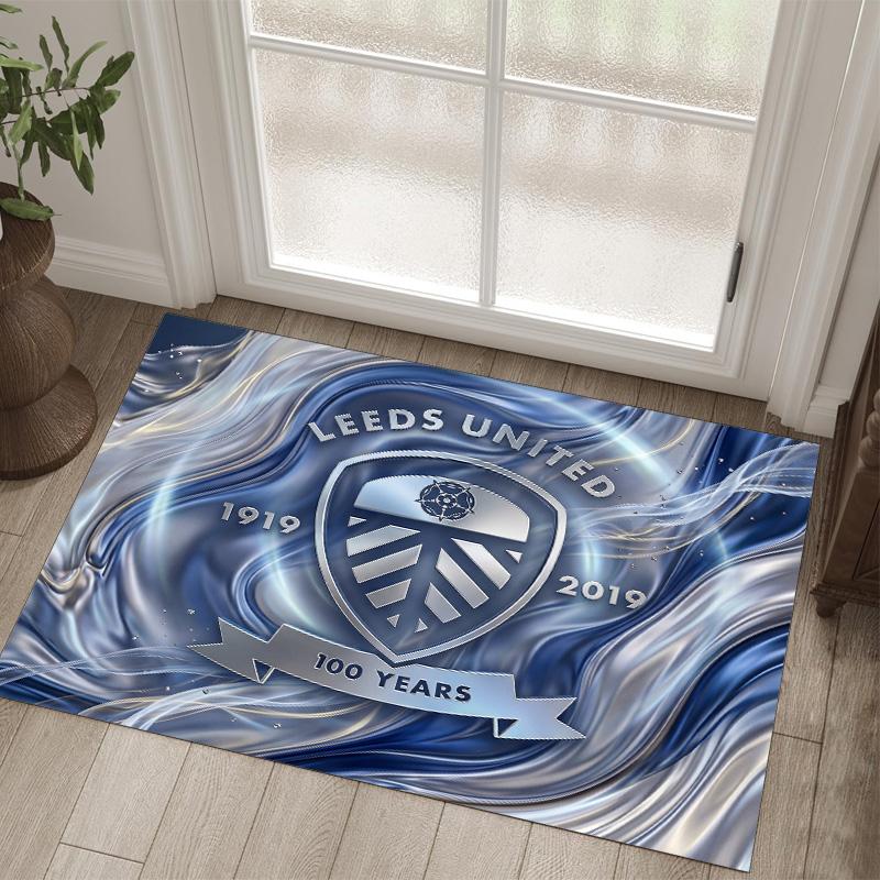 Leeds United Football Design Crystal Velvet Carpet Cozy Non?Slip Printed Rug For Bedroom Living Room Entrance