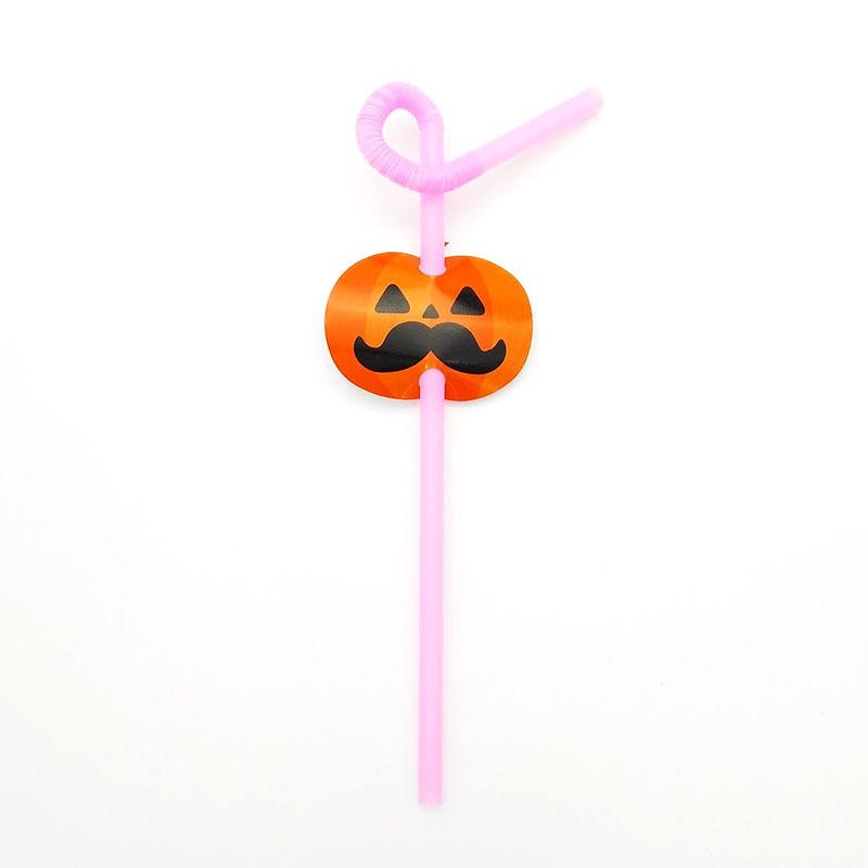 Bendable Halloween 20pcs Plastic Straws Pumpkin And Vampire Party Supplies