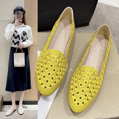 Hollow Out Breathable Embroidered Low Heel Flat Bottom Commuting Women's Shoes Summer New Anti Slip Design