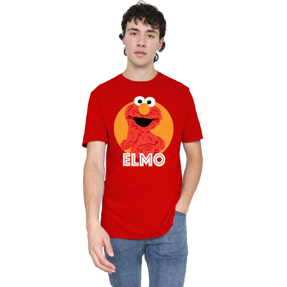 Sesame Street Unisex Adult Elmo Scribble Heather T-Shirt