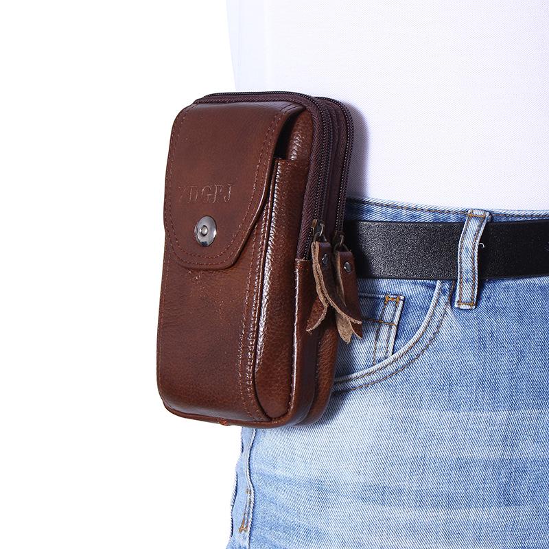 Multifunktionale Crossbody- und Hüfttasche für Herren - Handy- und Münzhalter aus Rindsleder
