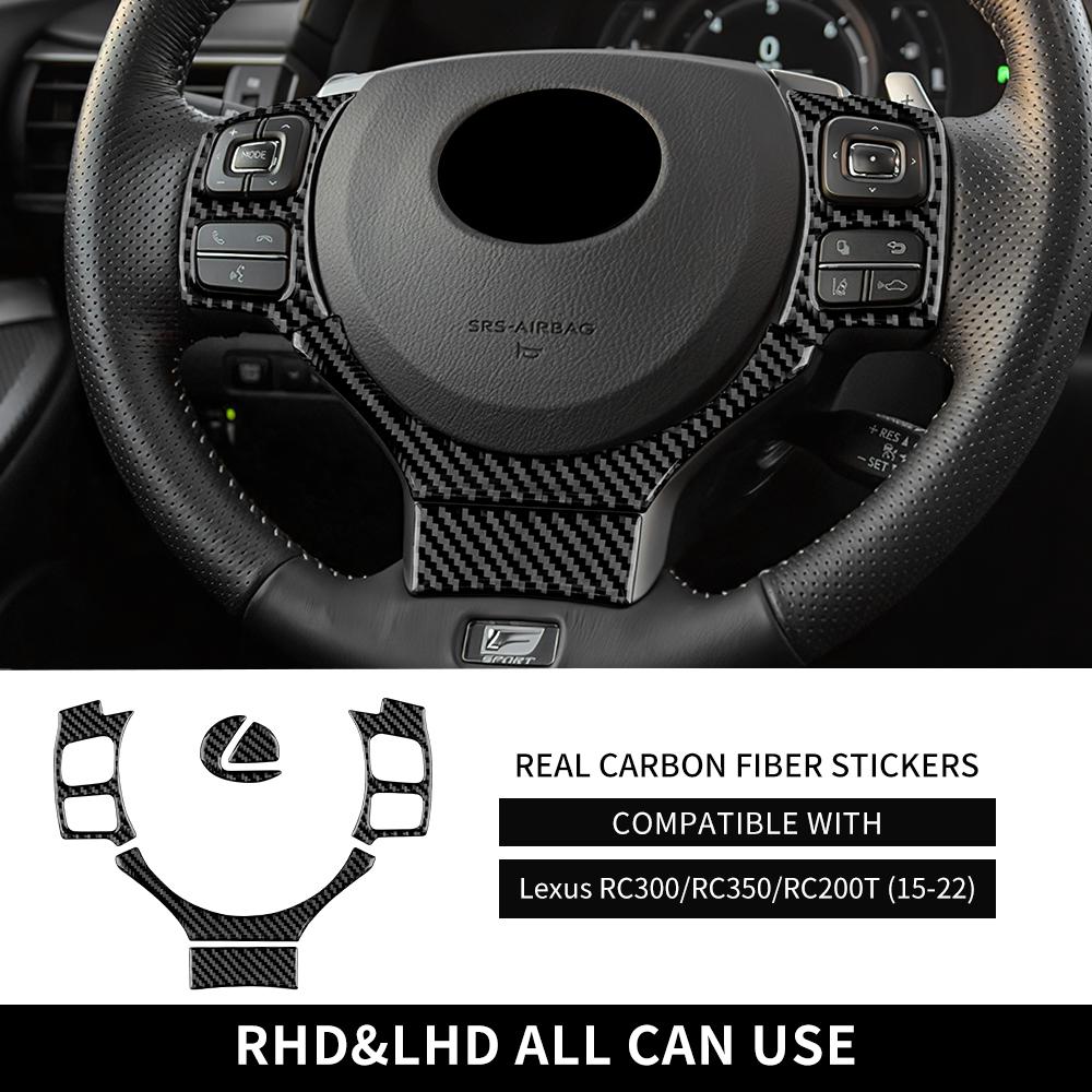 Real Soft Carbon Fiber For Lexus RC300 RC350 RC200T 2015 2016 2017 2018 2019 2021 2022 2023 2024 2025 Steering Wheel Sticker
