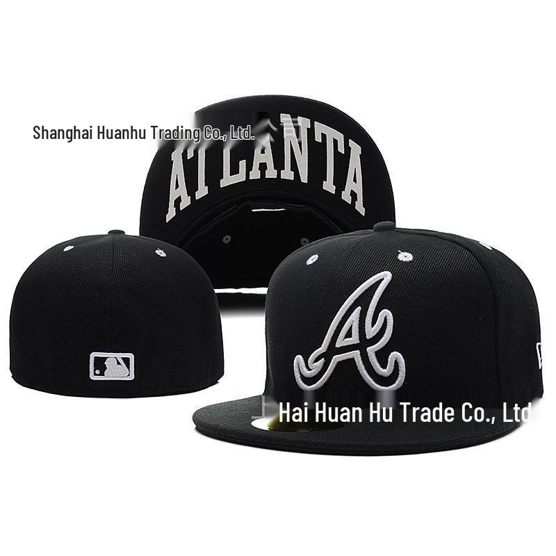 Atlanta Braves MLB Flat Brim Embroidered Baseball Cap Size 7 1/2 - 60cm