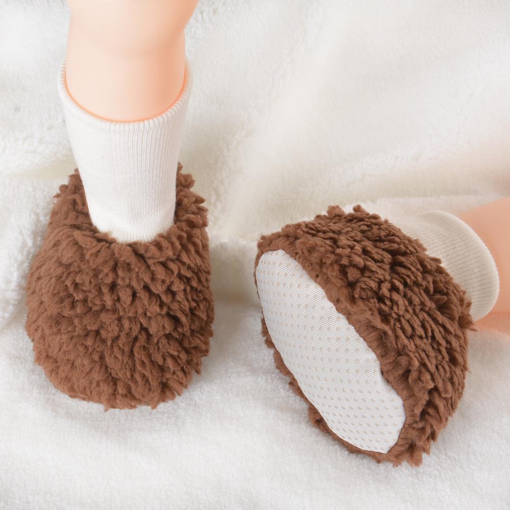 Sonbahar Kış Kalınlaştırılmış Flanel Bebek Yürümeye Başlayan Çocuk Ayakkabıları - Kaymaz Yumuşak Taban, Sıcak Yüksek Bilekli Çoraplar