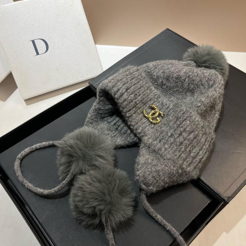 Zimní nový vlněný klobouk, dámská korejská verze sladkého klobouku s bambulí zakrývajícího uši, venkovní teplá pletená čepice ze směsi vlny