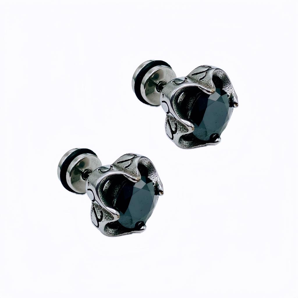 Cool Things Gothic Style Halo Zircon Premium Stainless Steel Stud Earrings for Men Women Punk Ear Piercing Jewelry Decoration