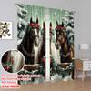 2pcs,2D Plane Printing Curtains Digital Printed Festive Horses Versatile 100% Polyester (without Rod) Decorations For Home Use