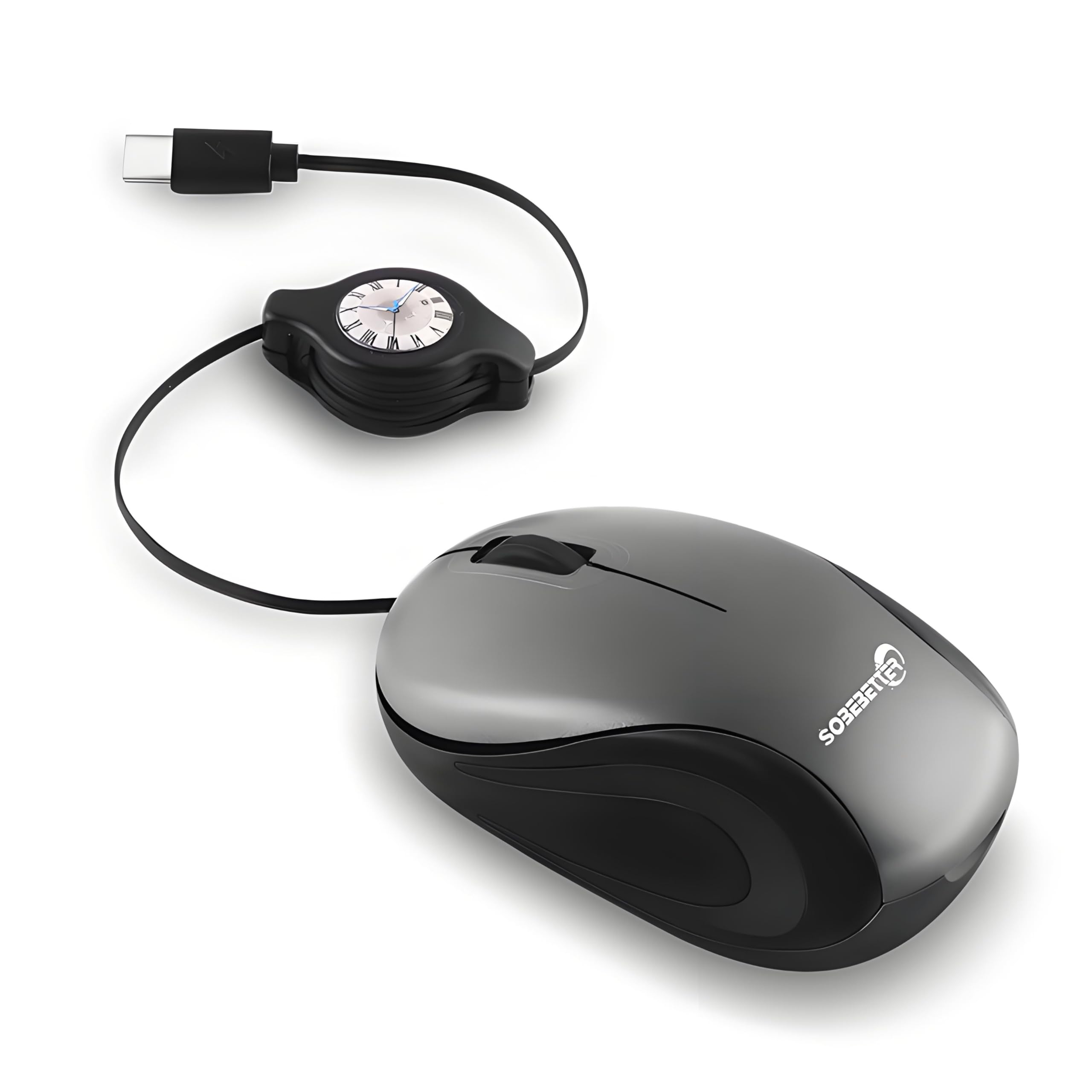 

wired mouse with a 70cm retractable quiet 3 optical high retractable mini small compatible with Mac and Android Ultra-compact cable, lightweight, сірий колір