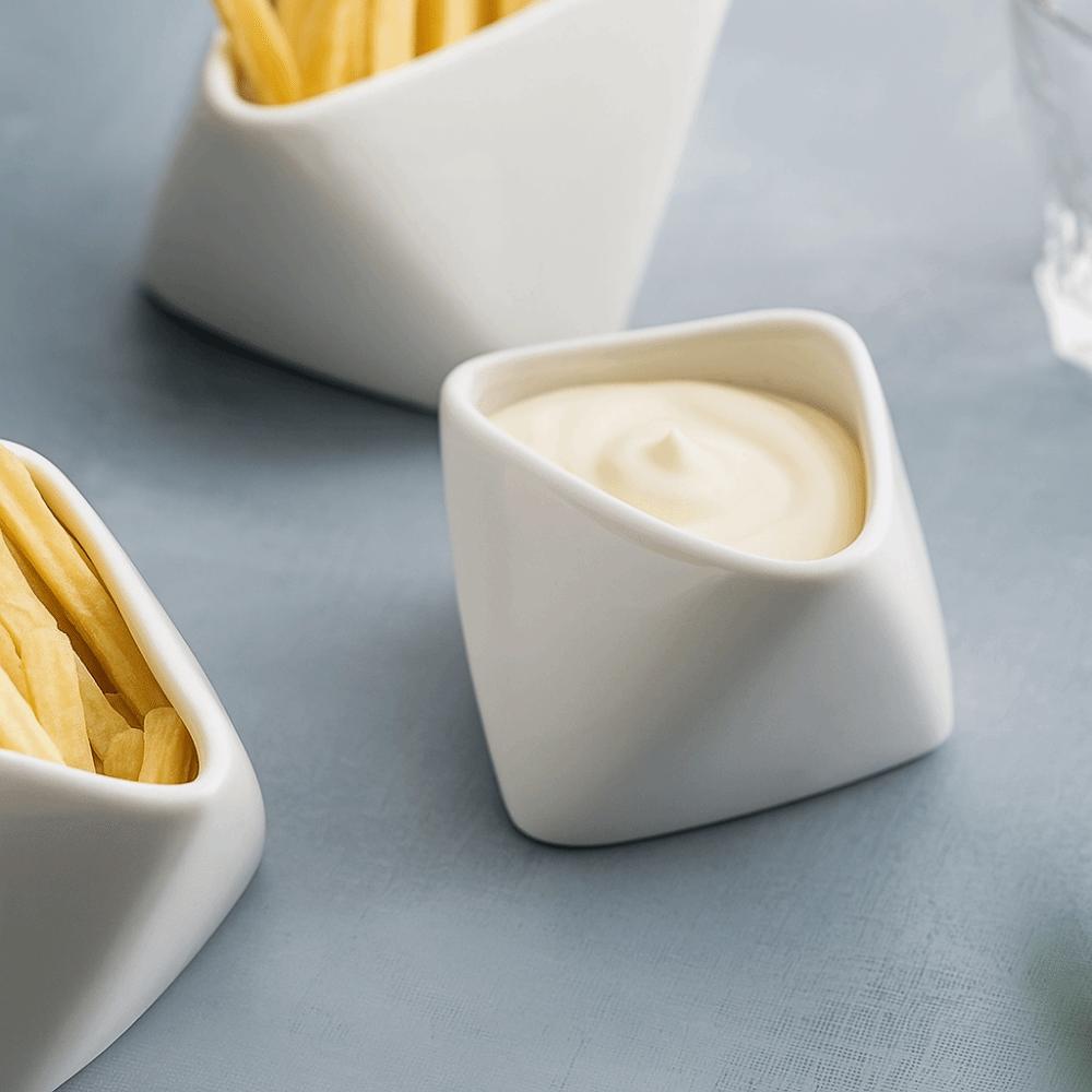2pcs Ceramic Dessert Bowl Creative Snack Dish Kitchen Organizer Seasoning Bowl  Restaurant