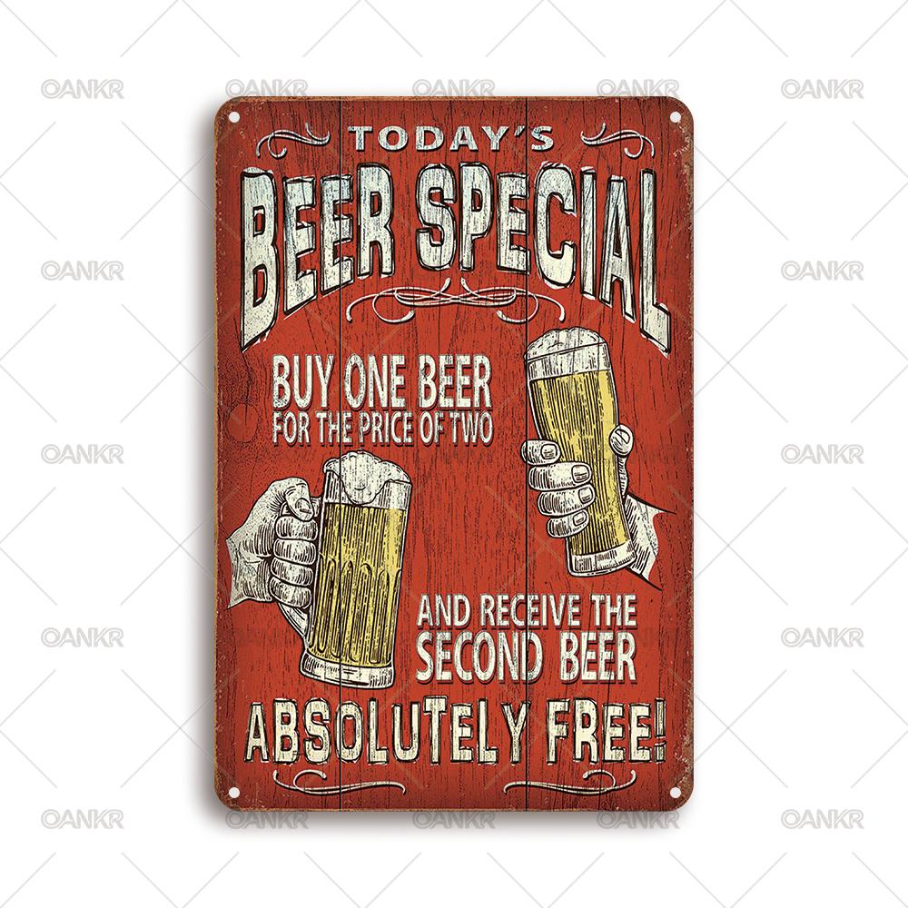 

Vintage Art Beer Poster Metal Tin Sign Beer Special Offer Retro Metal Signs for Man Cave Pub Bar Home Wall Decor Plaque 20x30cm（7.8x11.8inch）