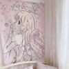 Chobits Chii Angel Tapestry Wall Hanging for Bedroom, Living Room, Dorm, Cute Anime Pastel Kawaii Aesthetic Home Decor