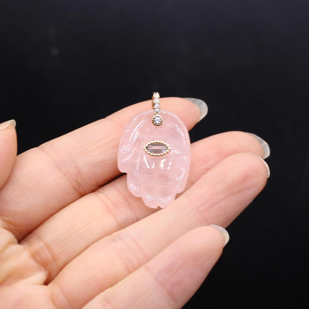 1Pc, Hand of Faramith Pendant, Energy Natural Stone Reiki Healing Crystal Gemstone Charms for Jewelry Making DIY Necklace Christmas Gift 18×32mm