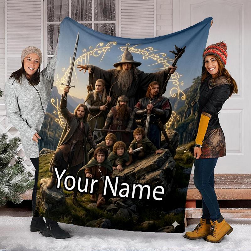 Custom Name The Lord of the Rings Theme Printed Blanket - Perfect for Couch, Bed, Travel & Outdoor Use | Machine Washable, Cozy & Durable.