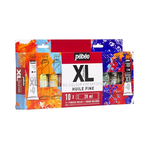 Pebeo Oil Paint XL Set (20ml X 10 Colors + 1 Brush)