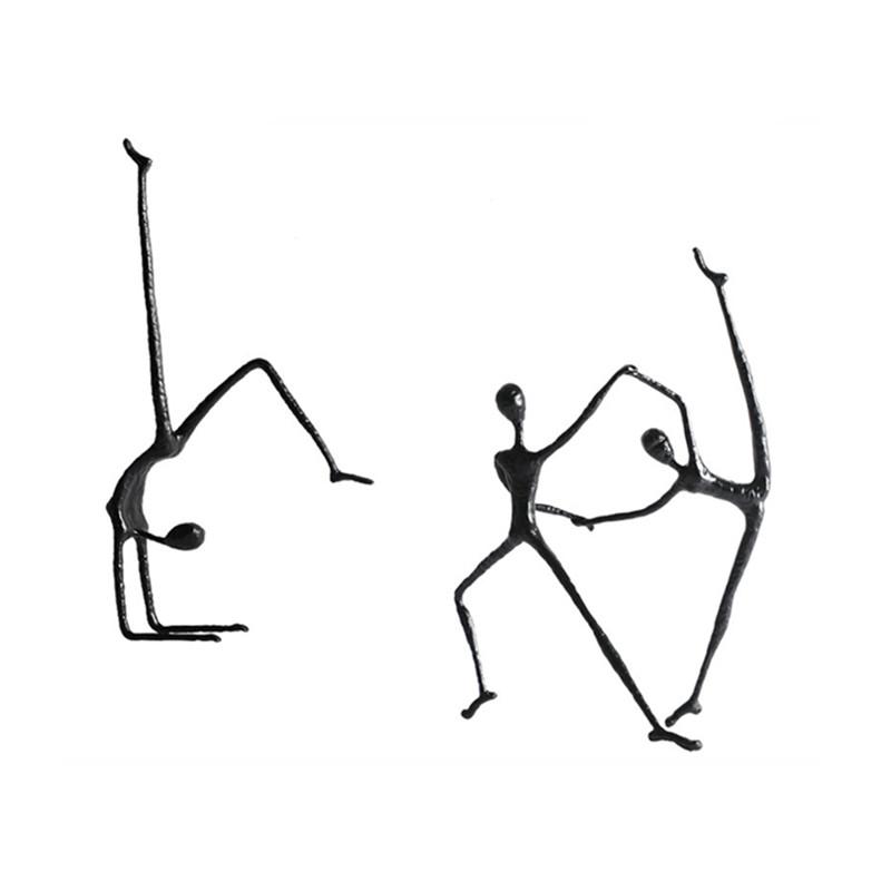 Light Luxury Black Metal Sports Figures Wrought Iron Sculpture Dance Pose Yoga Figure Living Room Decoration Home Decoration