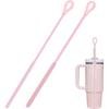 Silicone Straw Cleaner Brush, 2Pcs Straw Cleaner Brush Extra Long, Straw Brush Bristles Cleaner Brush for Cleaning Stanley, Metal Glass Straws, Drink