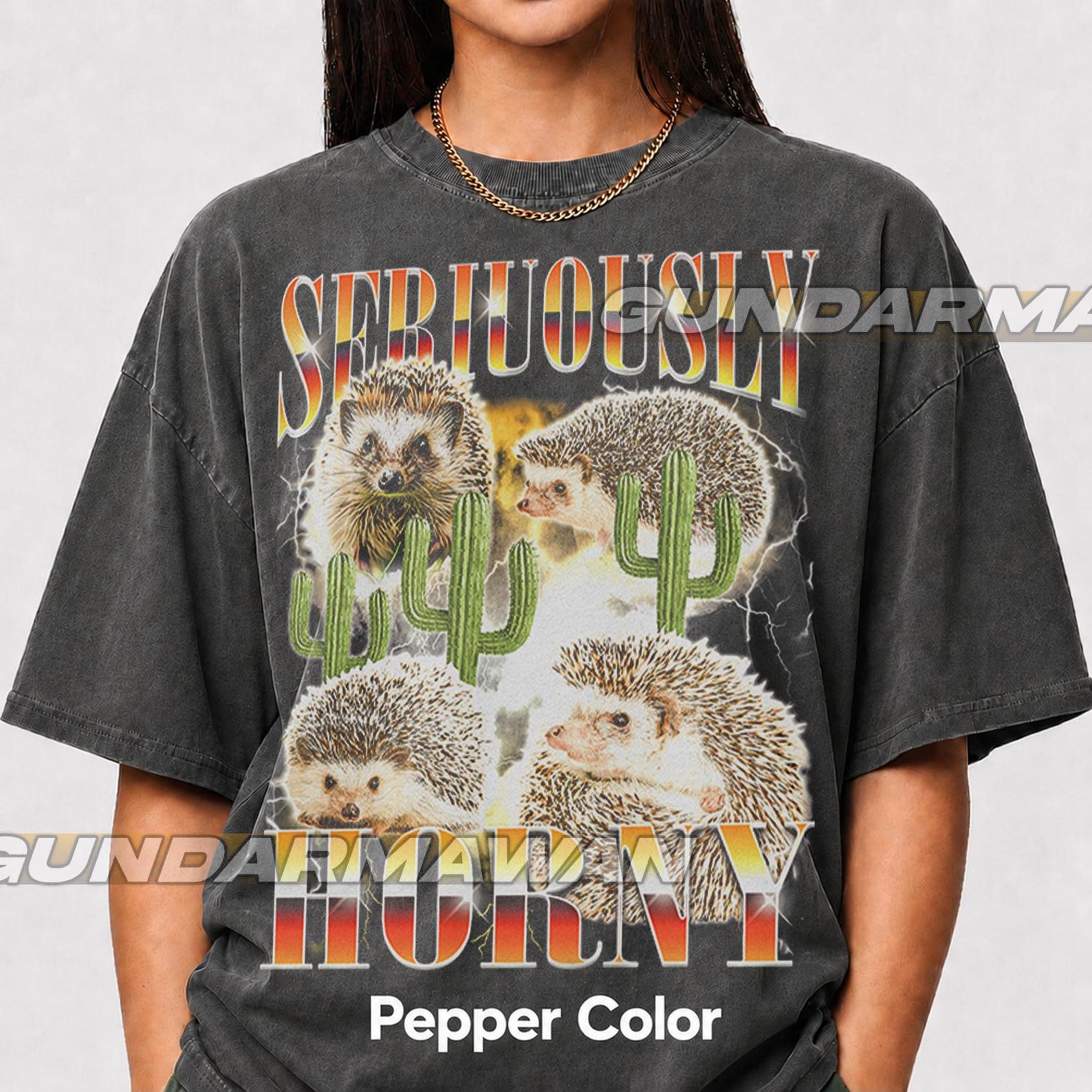 Seriously Horny Hedgehog Meme T-Shirt, Funny Ironic Animal Graphic Tee Gift, Funny Meme Tshirt, Gift for Women and Men, Sarcastic Humor Tee S
