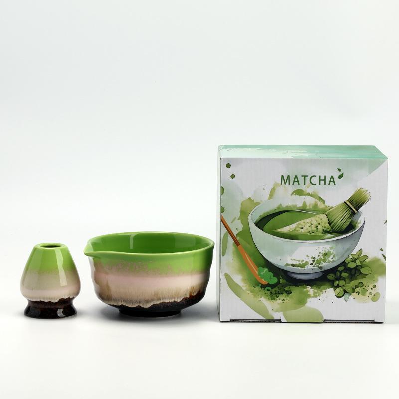 2Pcs/Set Ceramic Handmade Matcha Bowl with Spout Ceremony Tool Japanese Traditional Chawan Tea Set Accessories Matcha Gift Box